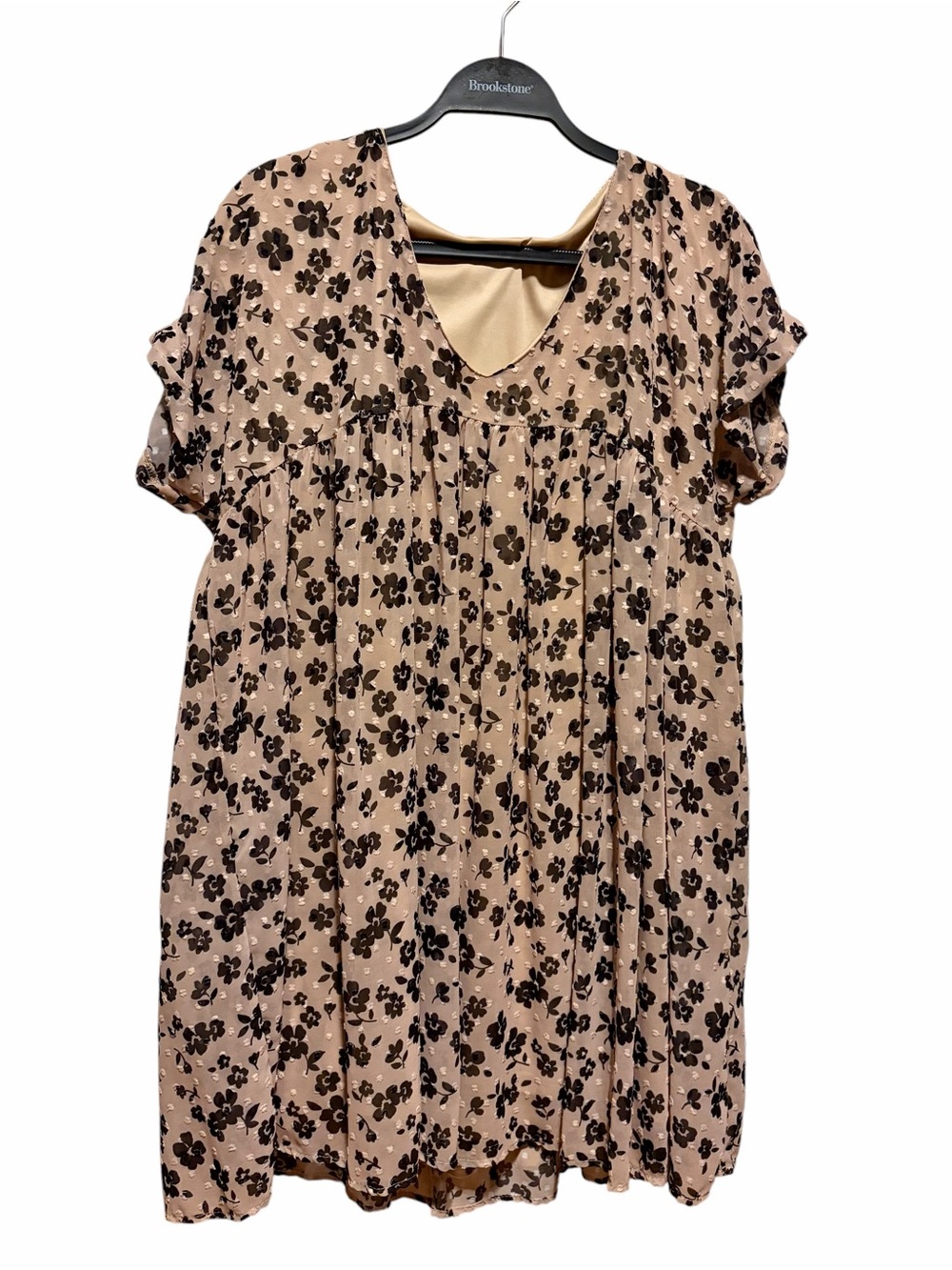Taupe Floral V-Neck Mini Dress